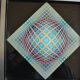 Victor vasarely impression offset annees 70 + cadre alu d'epoque