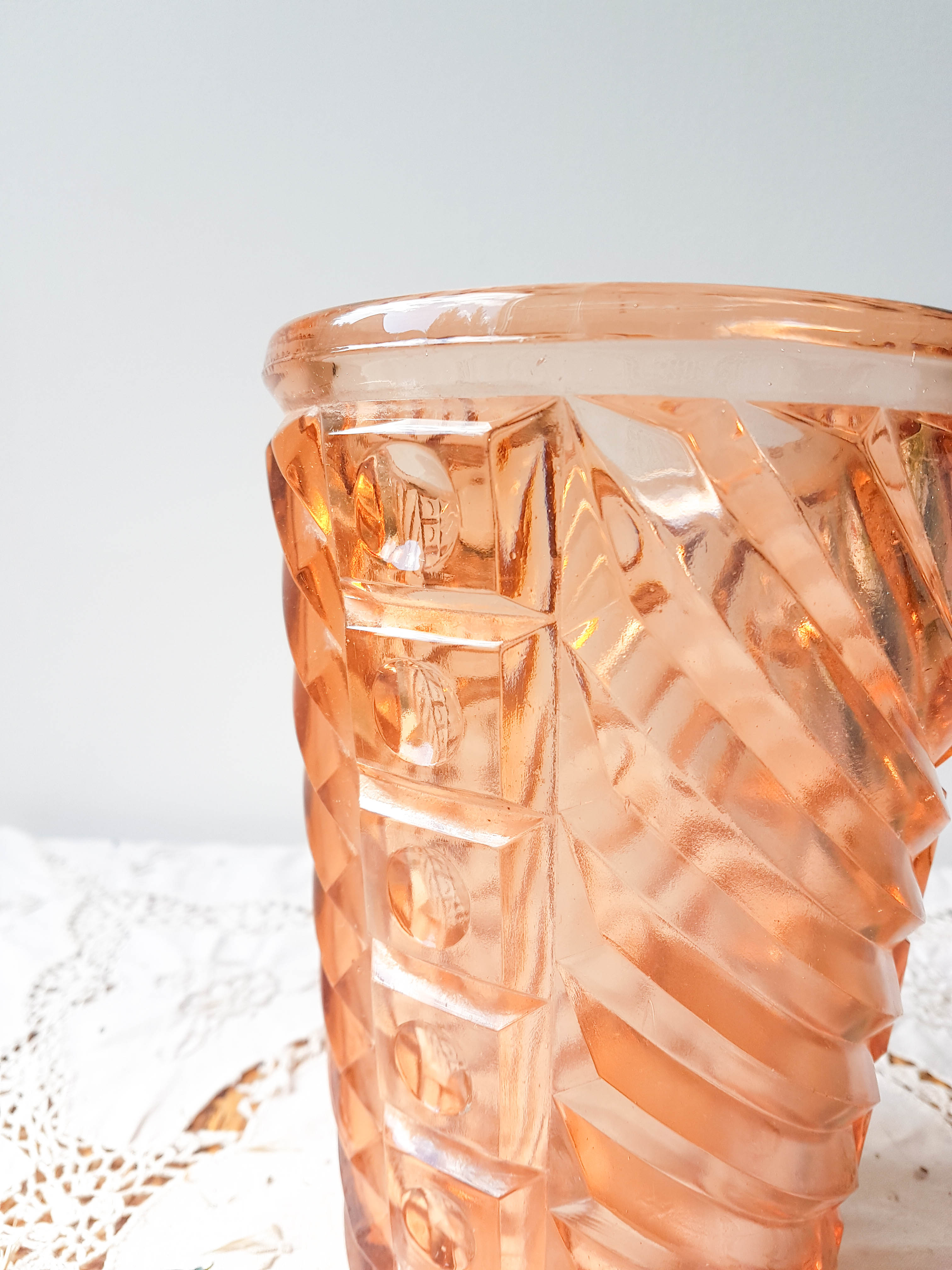 Art Deco style pink glass vase