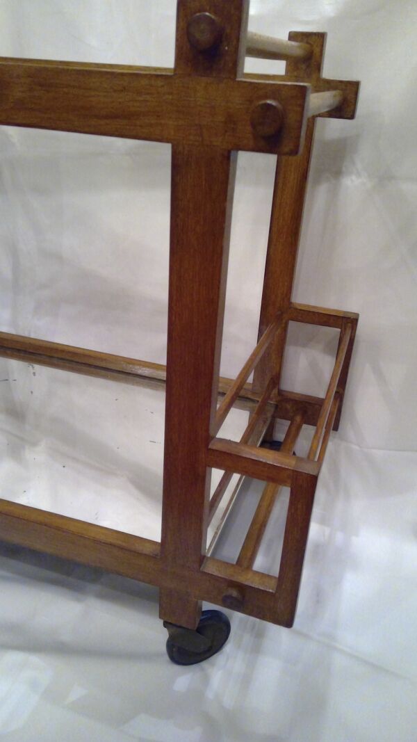 Bar desserte à roulettes en chêne années 50-60 vintage