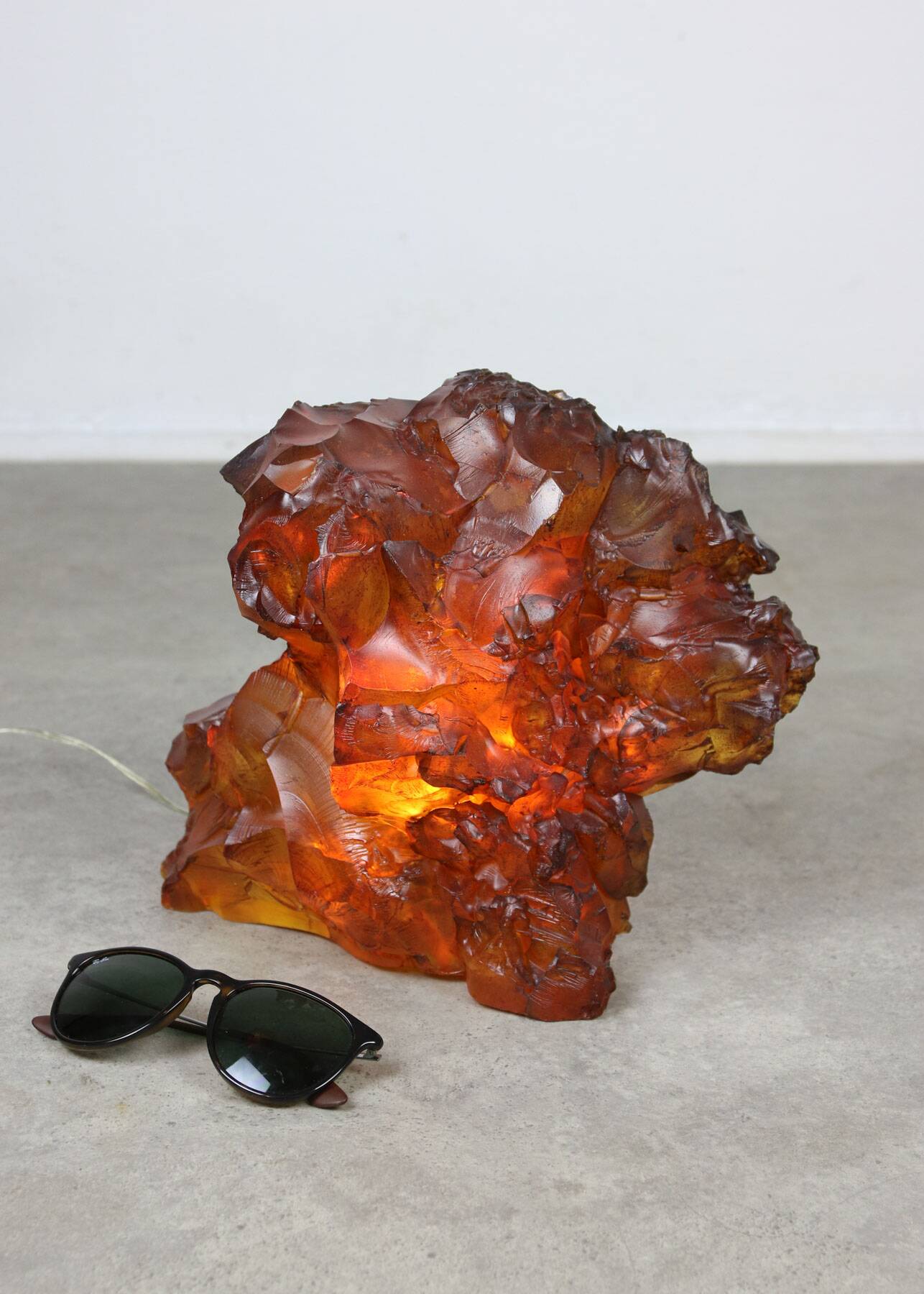 Vintage Italian Orange Sculpture Lamp, 70s