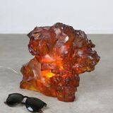 Vintage Italian Orange Sculpture Lamp, 70s