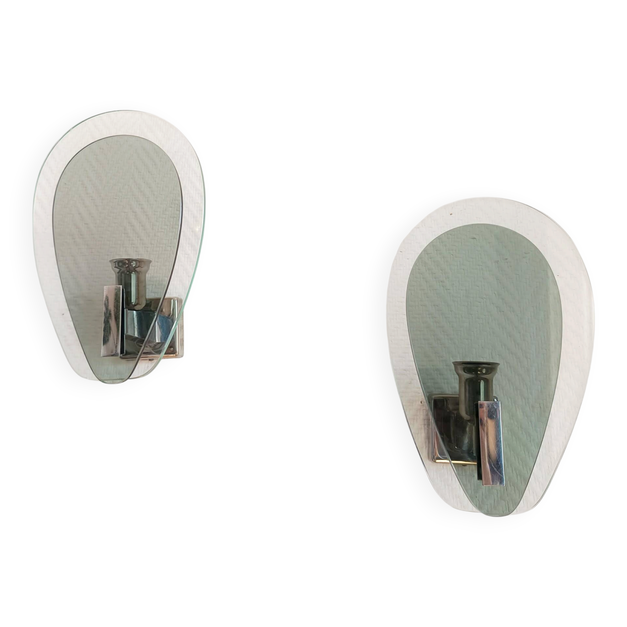 Pair of space age wall lights with smoked glass from the 1970s.