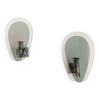 Pair of space age wall lights with smoked glass from the 1970s.