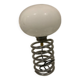 Vintage 70 ingo maurer lamp - chrome spring - original opaline globe