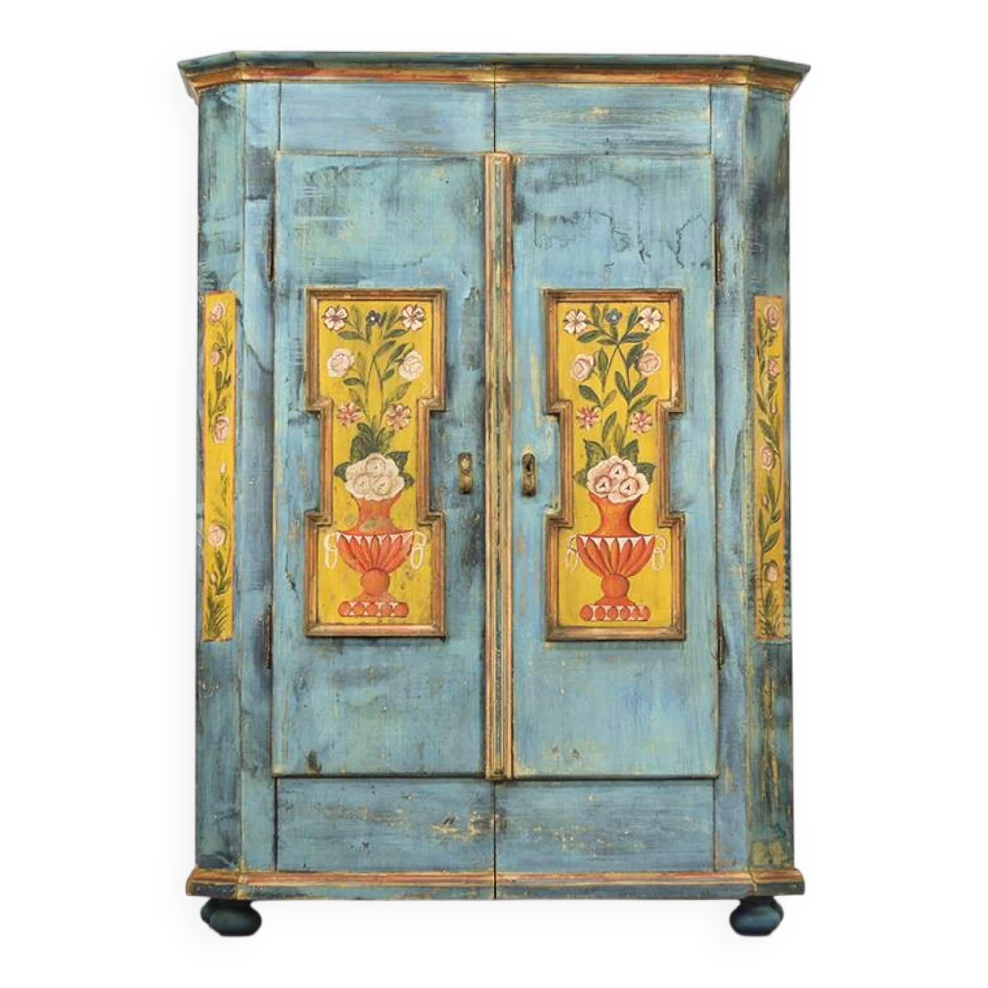 Painted Folk Art Bridal Cabinet