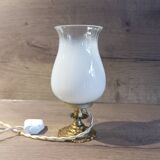 Art deco accent lamp with white opaline bronze base