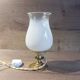 Lampe d'appoint art déco pied bronze opaline blanche