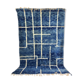Moroccan Berber carpet Beni Ouarain blue mottled with white patterns 3,37x2.08m