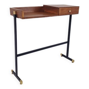Table console / coiffeuse italienne du milieu du siècle avec des éléments en laiton, années 1950.