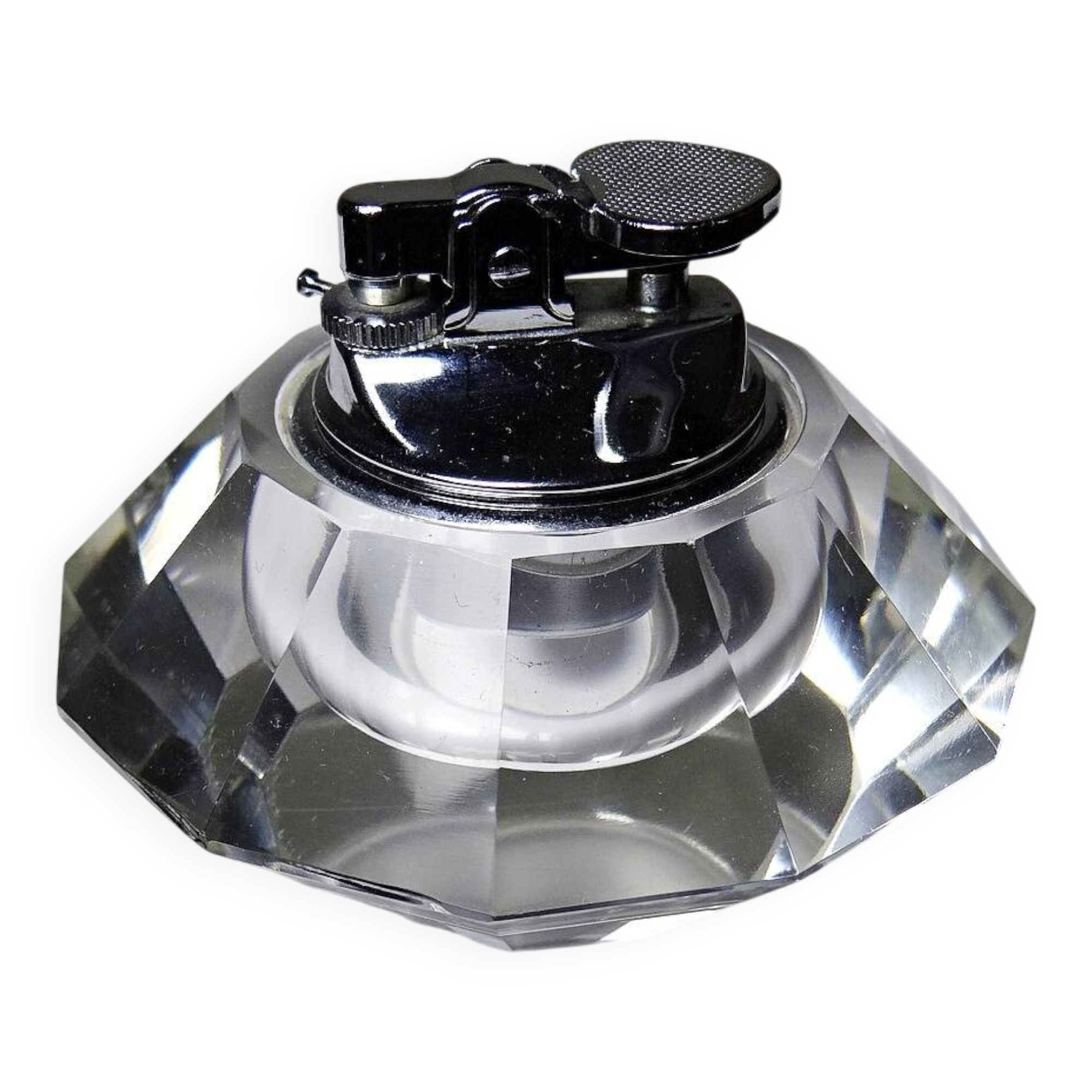 Vintage table lighter in Murano crystal, attributed to Antonio Imperatore, 70s.