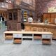 Old workshop furniture transformed into a TV unit.