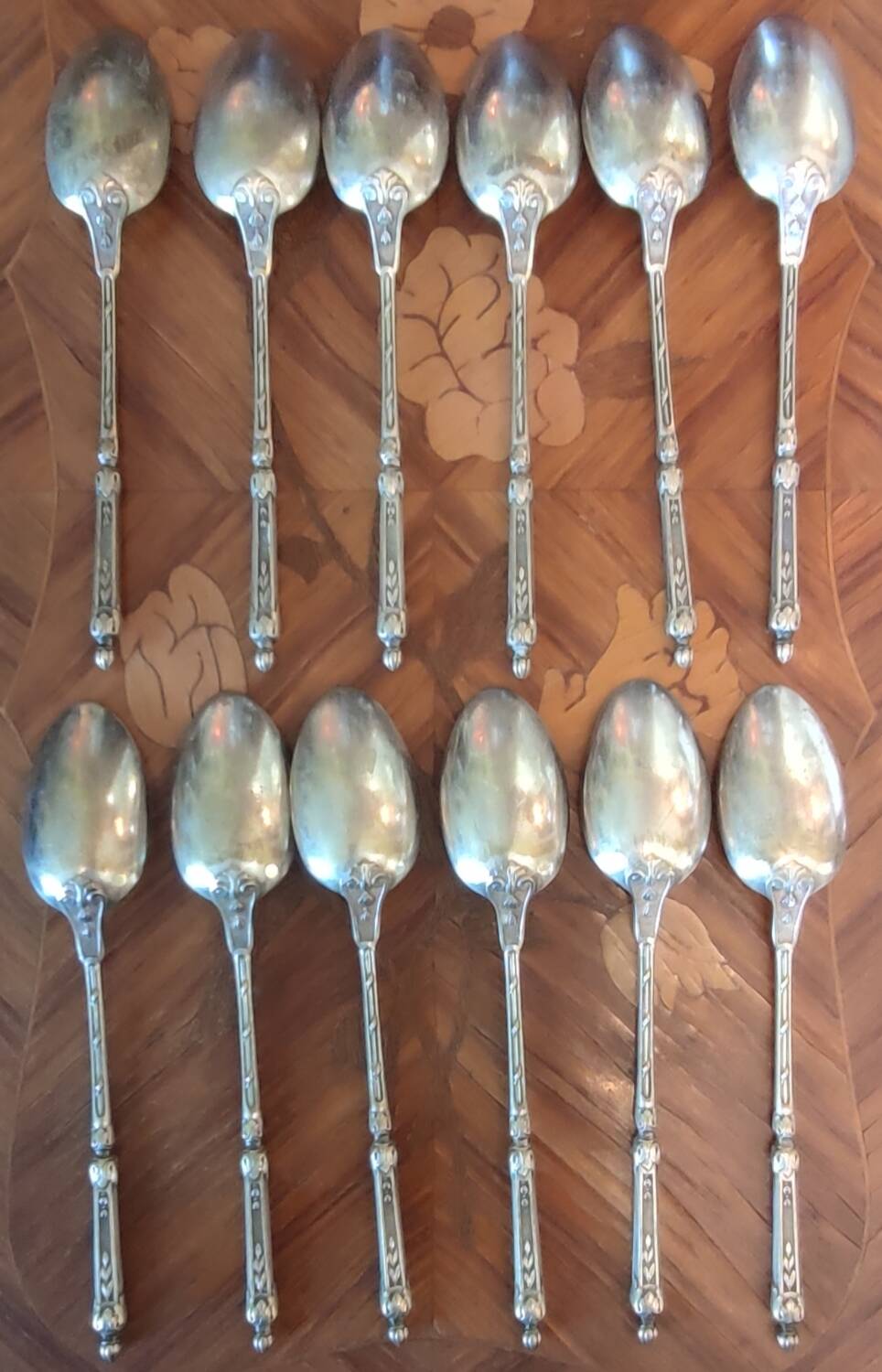 12 Old small silver-plated spoons