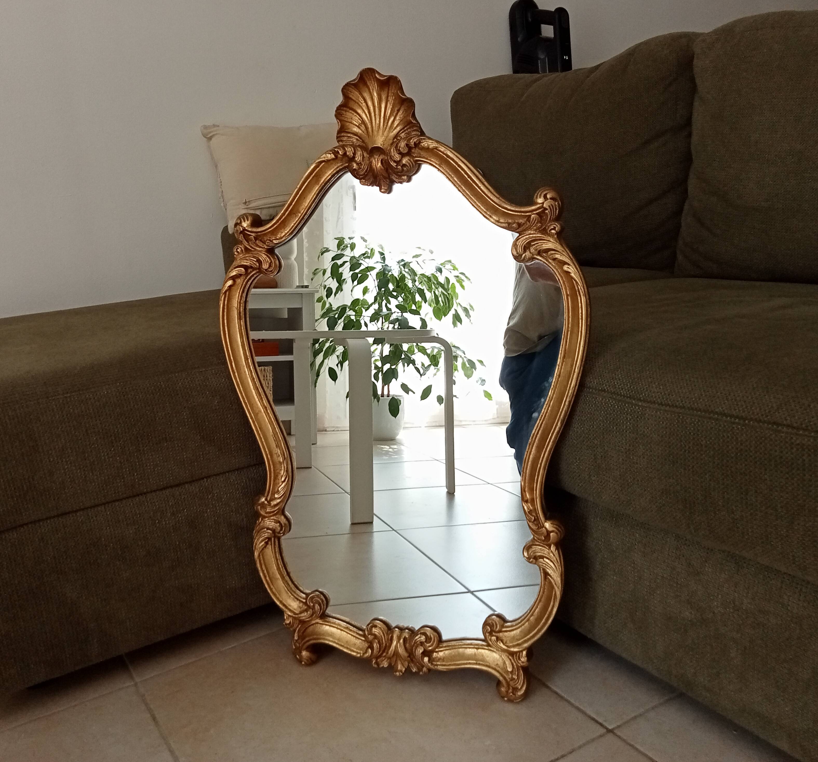 Antique baroque rococo mirror in gilded wood 77*47 cm