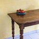 Large walnut desk with turned legs