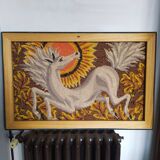 tapestry 1960 Lurcat White horse and sun Orange