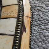 Miroir artisanal vintage en os et laiton 32x47cm