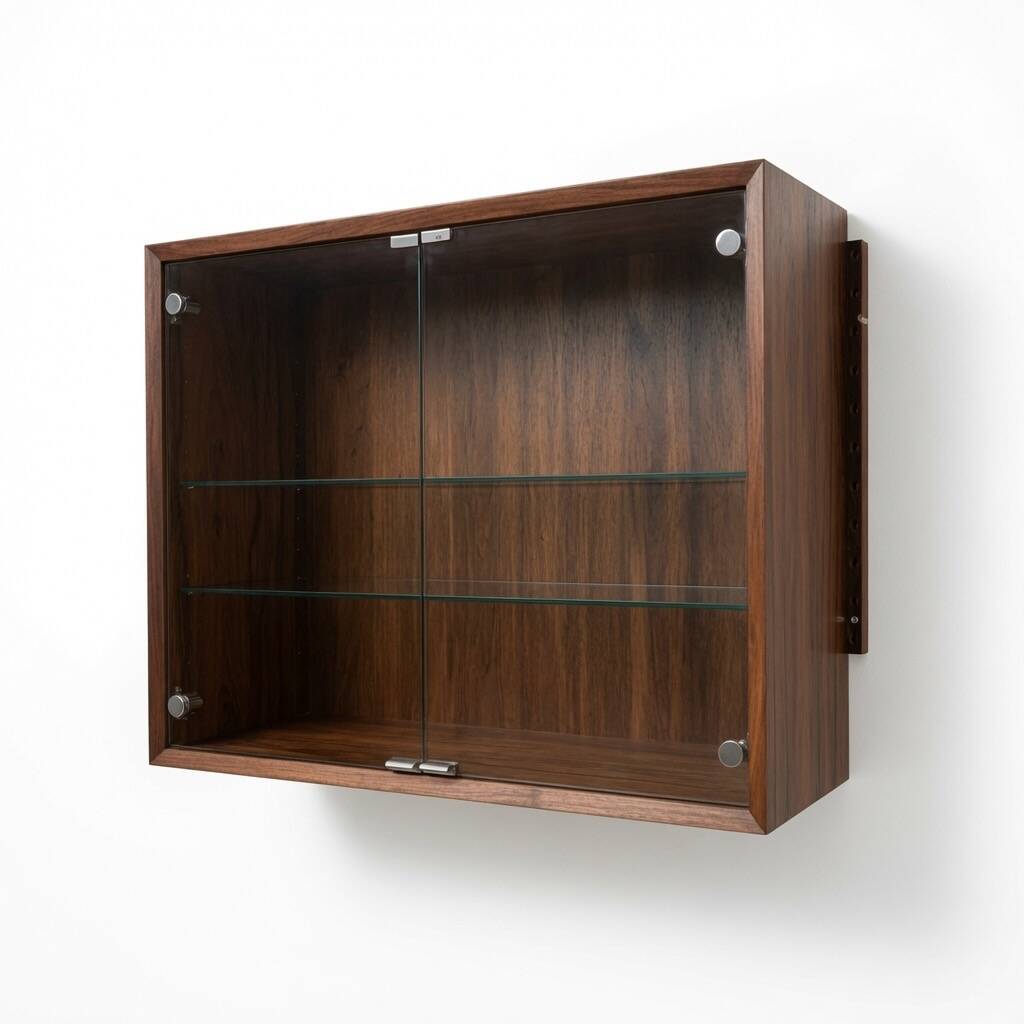 Poul Cadovius Wall Mounted Glass Cabinet By CADO, 1960s.