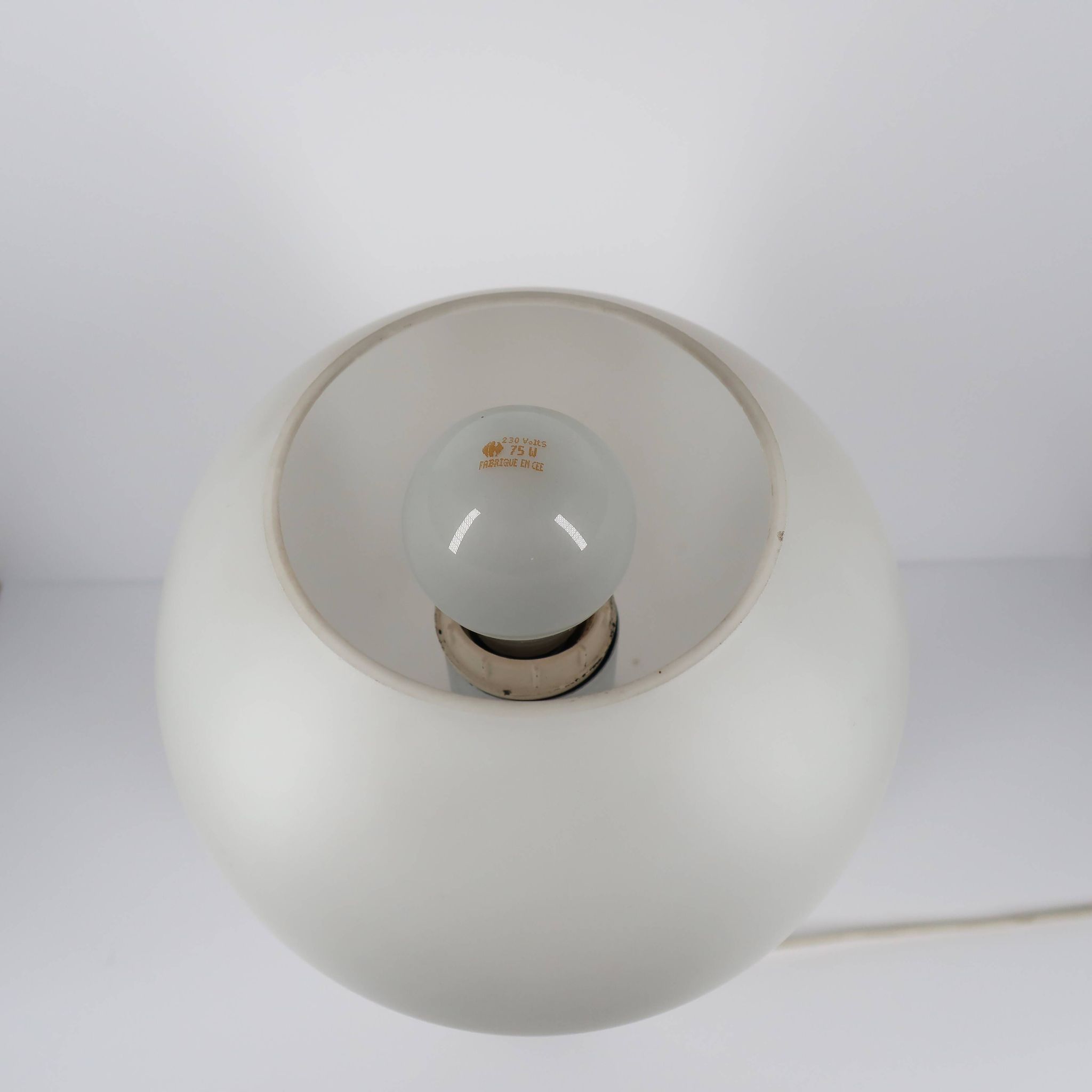 Space Age Lamp Erco in Opaline Glass and Brushed Metal, Germany 1974