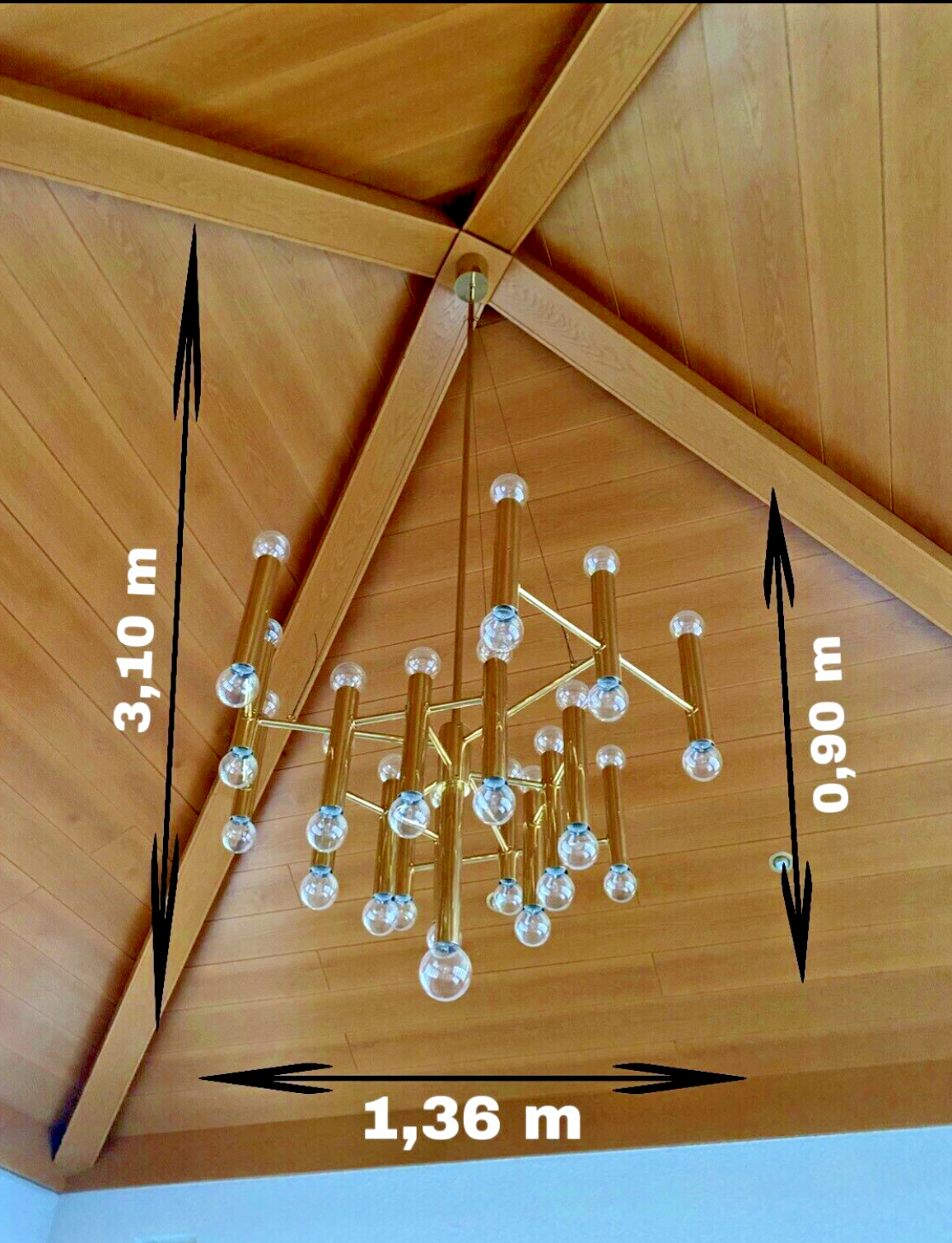 XXL 60s 70s chandelier Gaetano Sciolari for Sciolari Brass with 37 flames