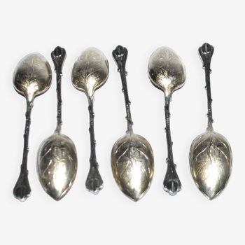 Set of 6 mocha coffee spoons in silver metal RENEKA coffee bean