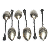 Set of 6 mocha coffee spoons in silver metal RENEKA coffee bean
