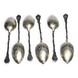 Set of 6 mocha coffee spoons in silver metal RENEKA coffee bean