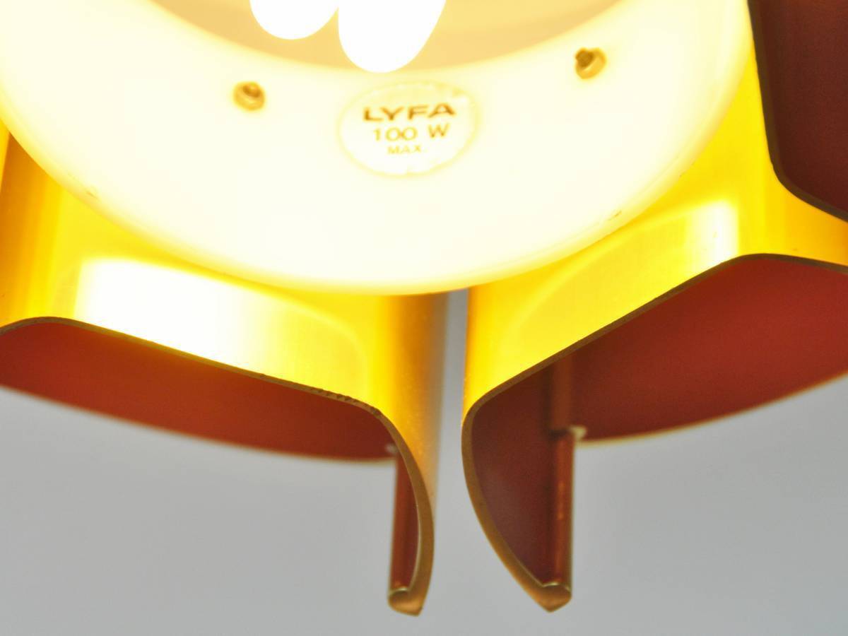 Gold and Orange Pendant Lamp by Bent Karlby for Lyfa, Denmark, 1960's
