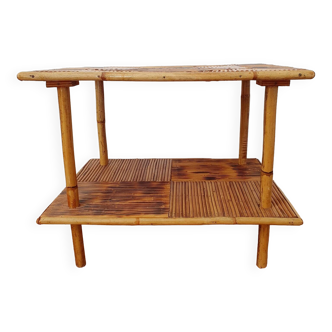 Table basse en marqueterie de rotin