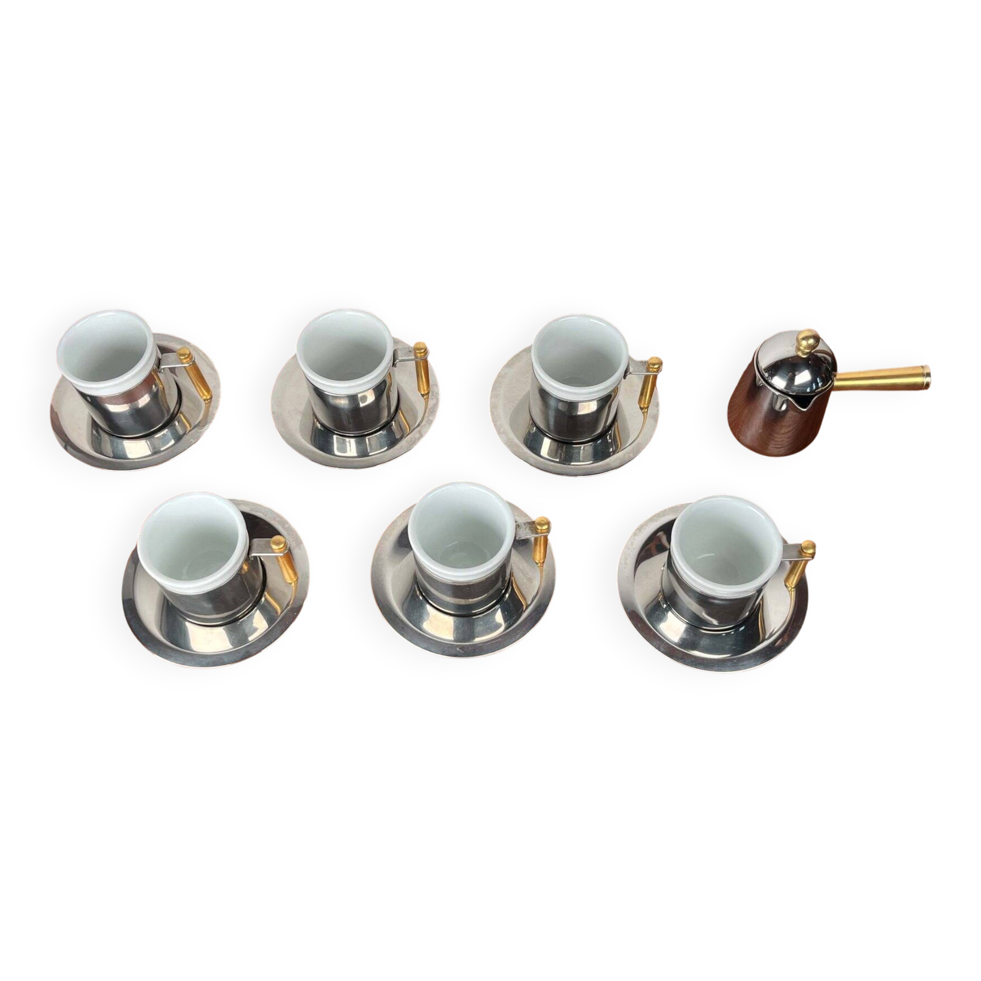 Espresso cups and saucers from the Italian postmodern Lavazza Oro series by Balzano, 1980s, set of 7.