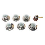 Espresso cups and saucers from the Italian postmodern Lavazza Oro series by Balzano, 1980s, set of 7.