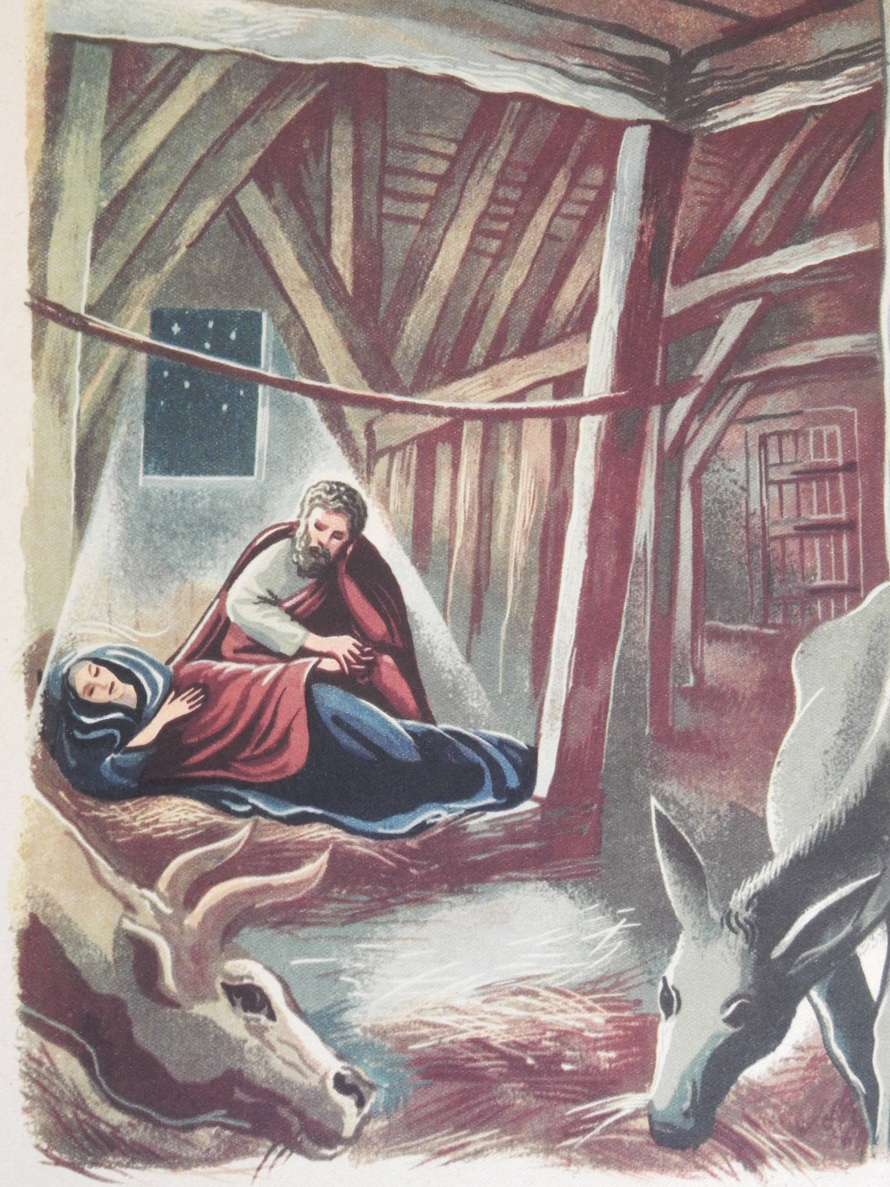 Illustration of the nativity Waiting for the birth of Jesus