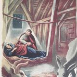 Illustration of the nativity Waiting for the birth of Jesus