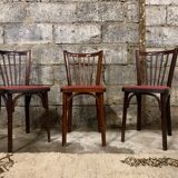 6 Baumann bistro chairs, Parisian beechwood and red ska - old and vintage