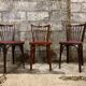 6 Chaises baumann bistrot troquet parisien bois de hêtre et skaÏ rouge - ancien et vintage