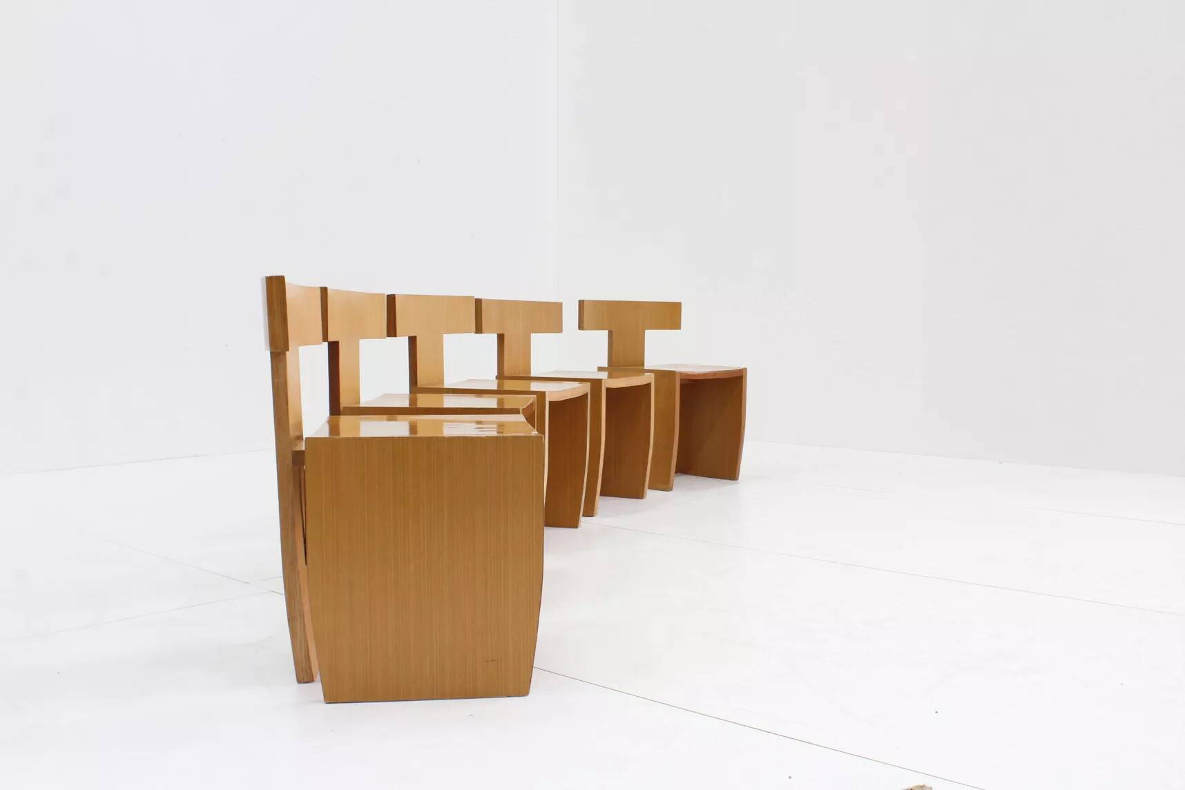 Vintage sculptural dining chairs, set of 5