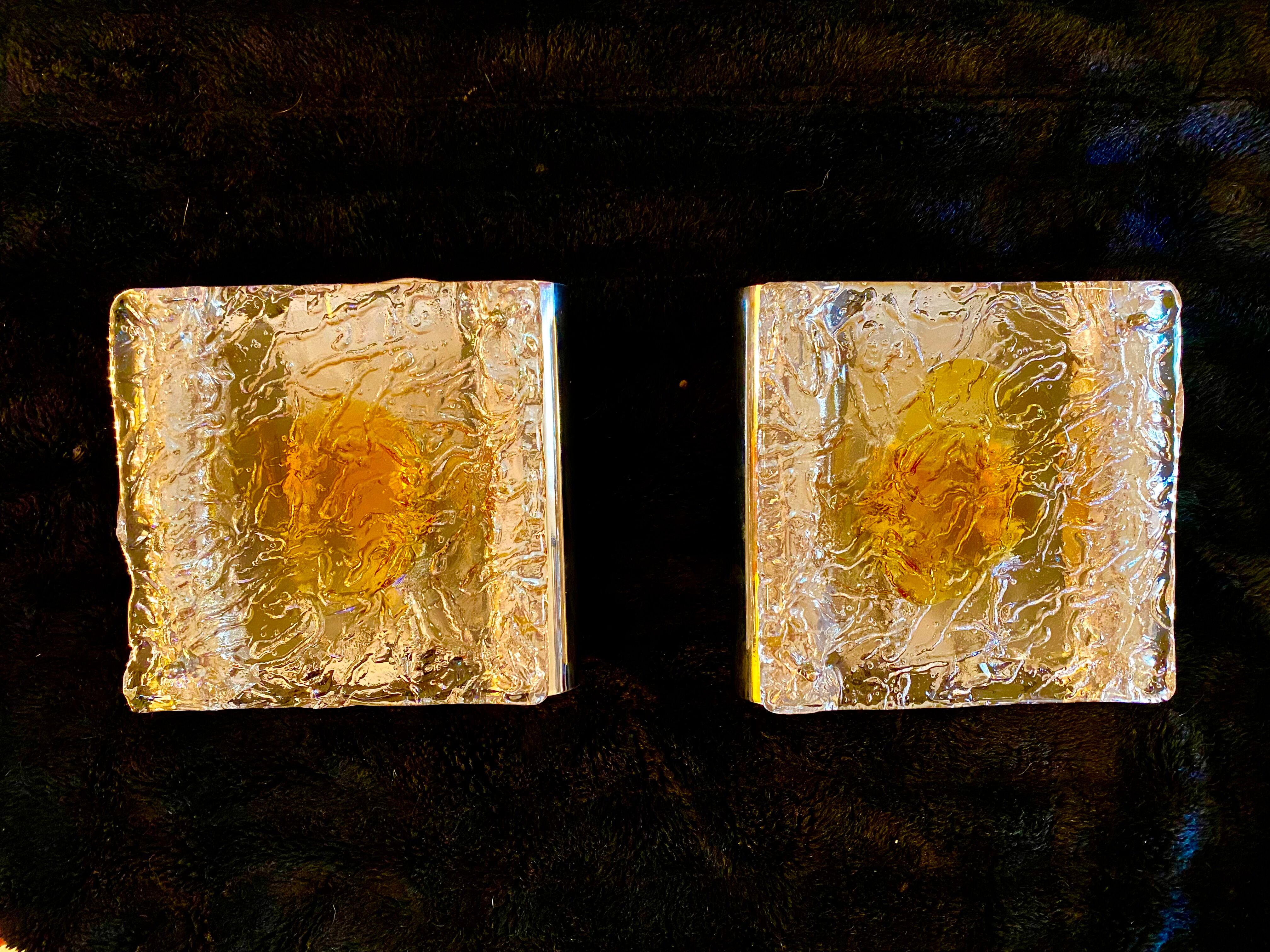 Pair of wall lamps Mazzega chrome structure