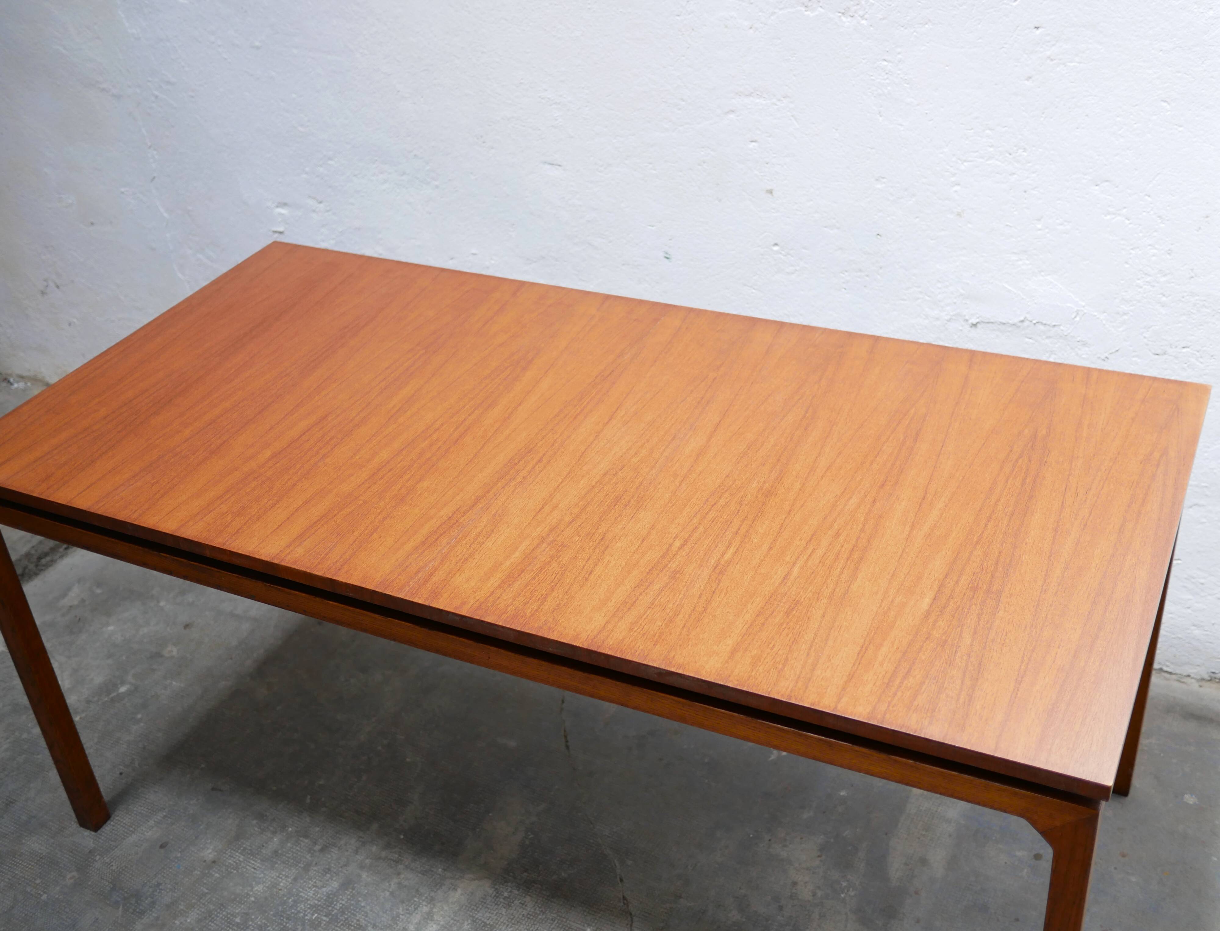 Extendable teak dining table by Gérard Guermonprez for Magnani editions