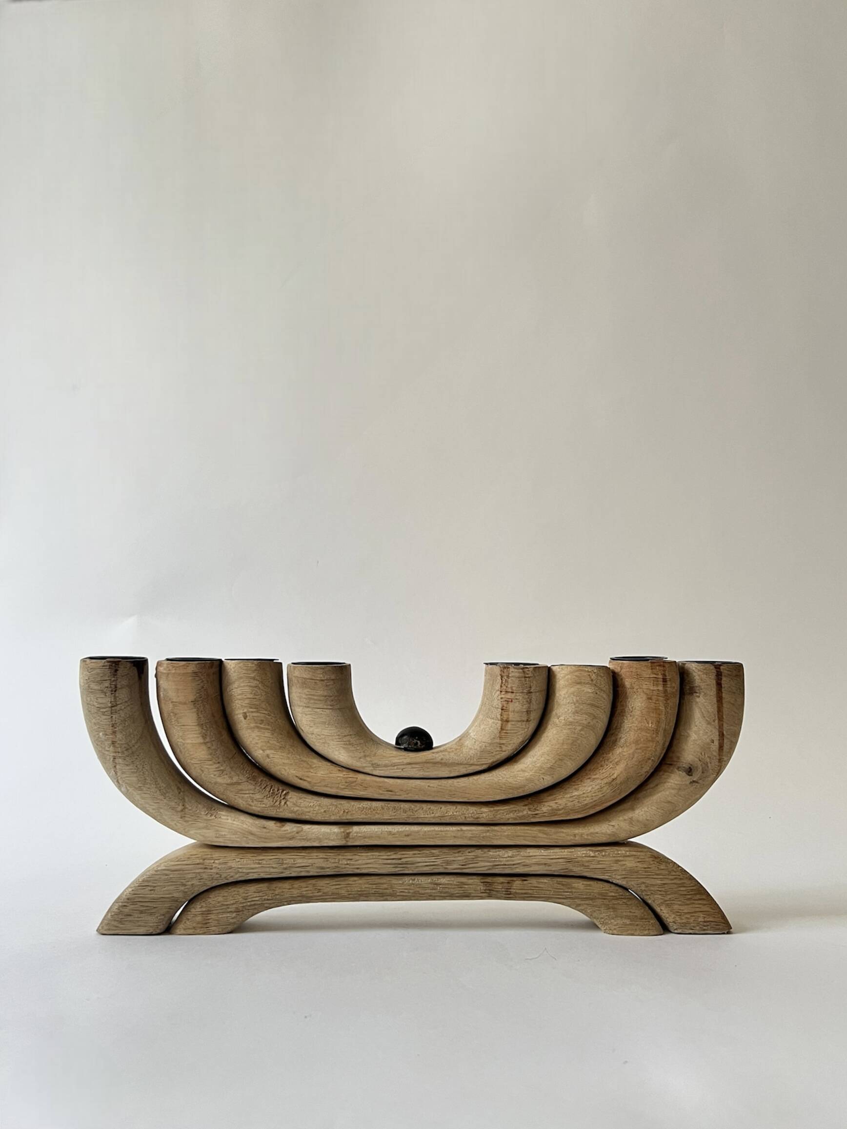 Scandinavian wooden candle holder, Denmark 1970s.