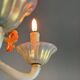 Venetian chandelier, in blue and red Murano glass, five light arms, circa 1950