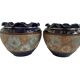Pair, cache pots, royal doulton, english earthenware, 1920-1930, floral decoration, blue and gold, marks in