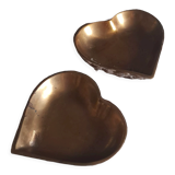 Duo of pocket trays, brass heart, vintage