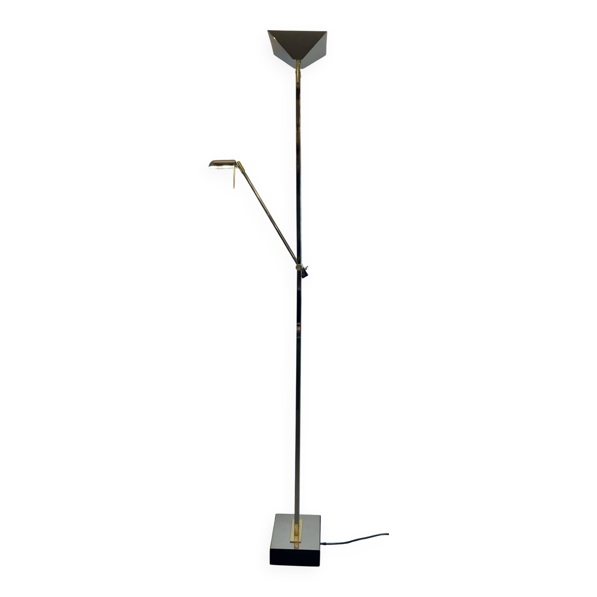 Chrome and brass floor lamp by Deknudt Belgium, 1980s