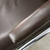 Mid-Century Italian Brown Leather Swivel Chair