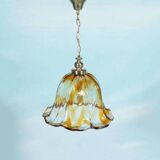 Suspension Murano ambre vintage Honsel, lampe en verre italienne