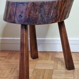 Brutalist side table in tripod solid wood