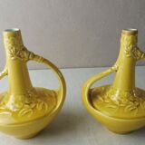 Pair of ancient vases/soliflores, in ceramics from Sarreguemines, 3756