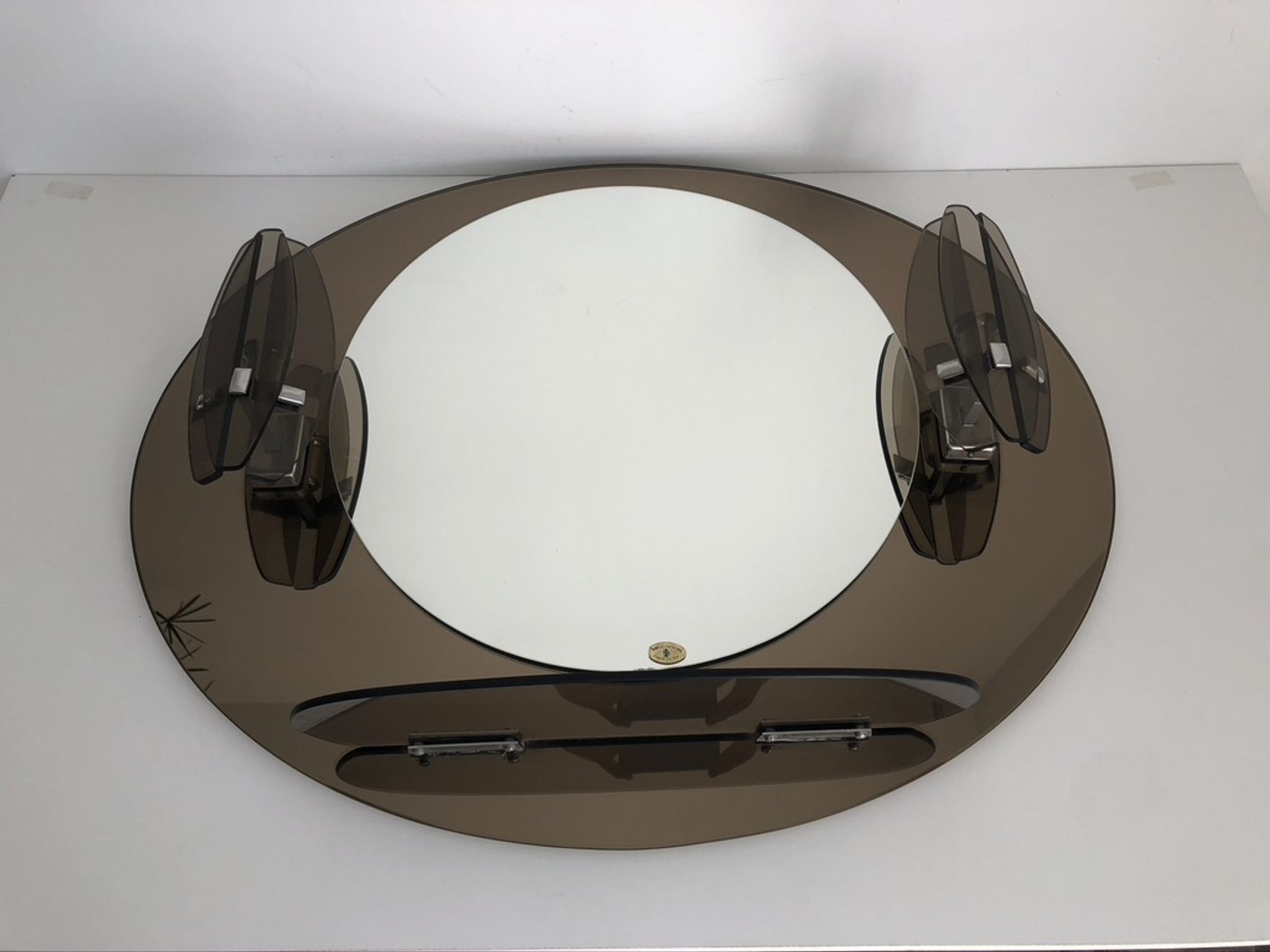 Lupi Crystal Luxor Mirror with 2 integrated wall lights and shelf