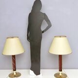 Burgundy Plexiglass and Brass Table Lamps by F. Loffredo, Italy 1980s