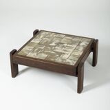 Ceramic and solid wood coffee table, 1960s