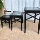 Set de 3 tables gigognes en verre et bois noir
